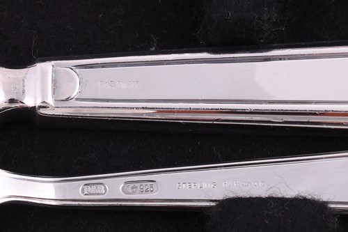 Lot 280 - A cased silver canteen of ‘Art Deco’ pattern...