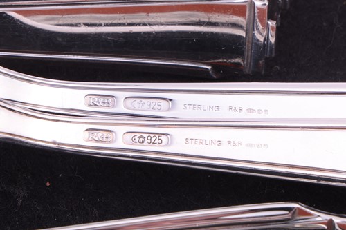 Lot 280 - A cased silver canteen of ‘Art Deco’ pattern...