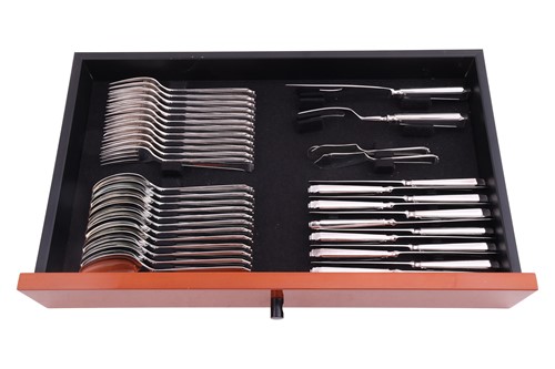 Lot 280 - A cased silver canteen of ‘Art Deco’ pattern...