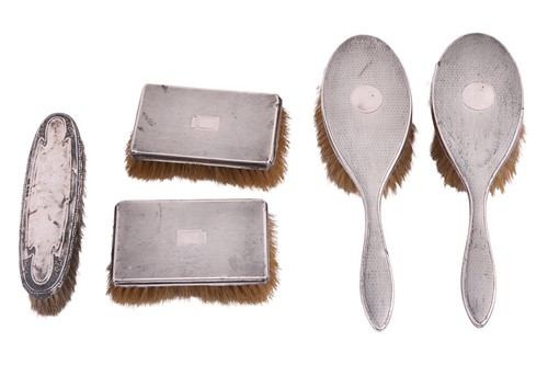 Lot 242 - A collection of silver-mounted brushes, to...