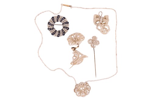 Lot 12 - A collection of 19th Century seed pearl...