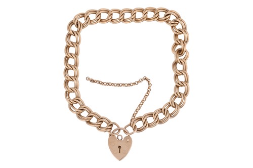 Lot 158 - A 9ct bracelet, consisting of a double link...
