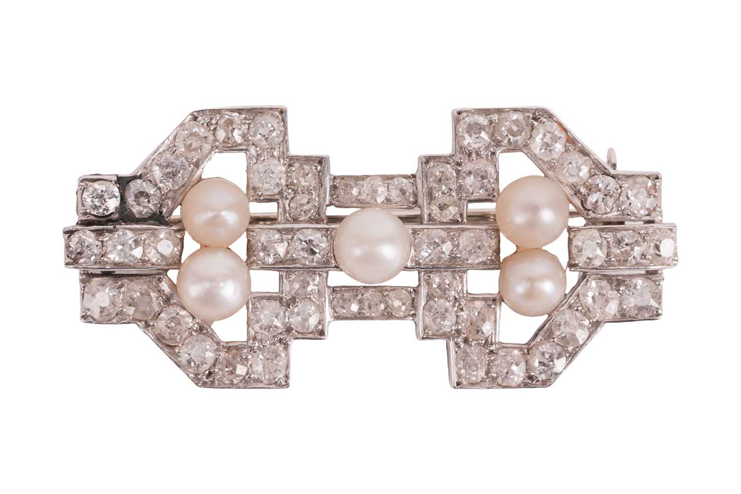 Lot 58 - An Art Deco diamond and natural pearl brooch,...