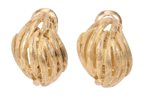 Lot 166 - A pair of clip earrings, with a textured...