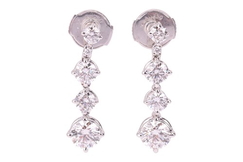 Lot 193 - De Beers - A pair of Arpeggia single line drop...