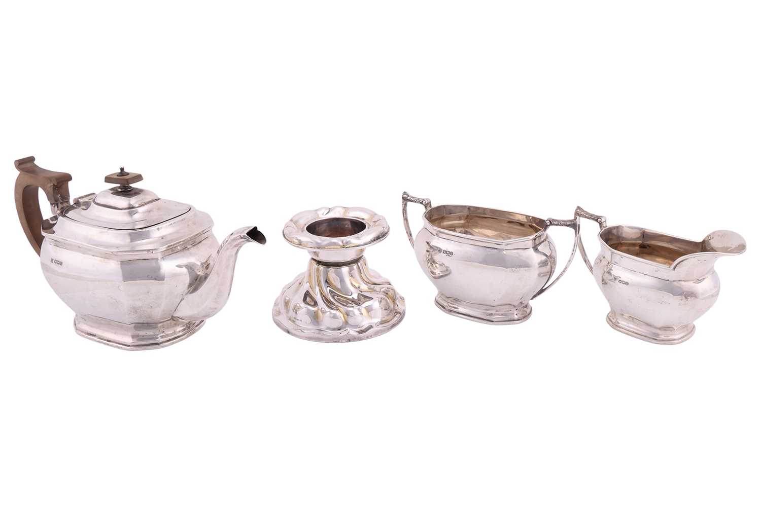 Lot 250 - A silver three-piece tea service, Sheffield...