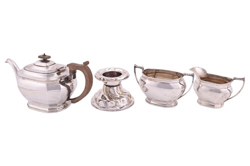 Lot 250 - A silver three-piece tea service, Sheffield...