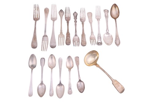 Lot 285 - A mixed group of silver flatware; to include...