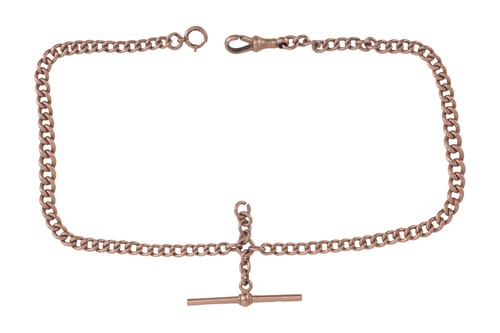 Lot 12 - A 9ct Albert chain, of graduated curb links,...