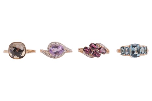 Lot 71 - Four gem-set rings, comprising a rose-cut...