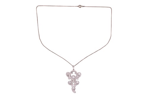 Lot A diamond pendant and chain, the pendant of...
