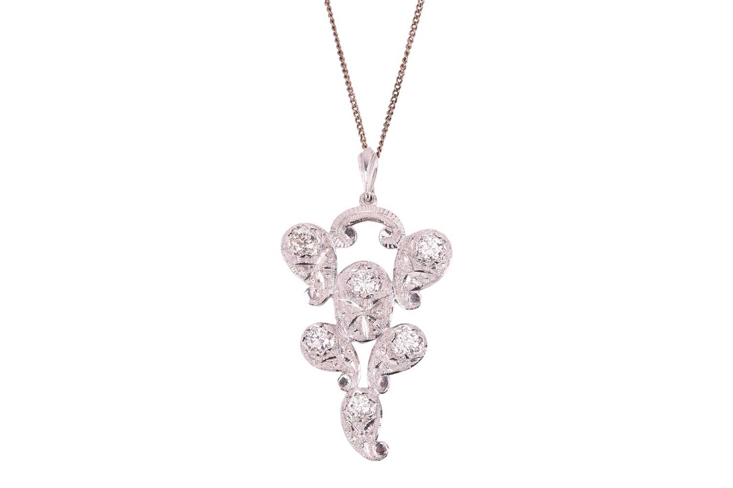 Lot A diamond pendant and chain, the pendant of...