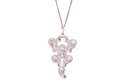 Lot A diamond pendant and chain, the pendant of...