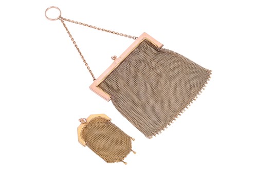 Lot Two early 20th century mesh evening purses in...