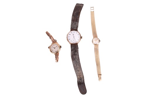 Lot 139 - Three watches: The first a 9ct gold Garrard...