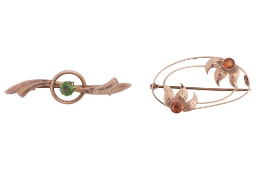Lot 14 - Two Edwardian gem-set brooches, the first of...