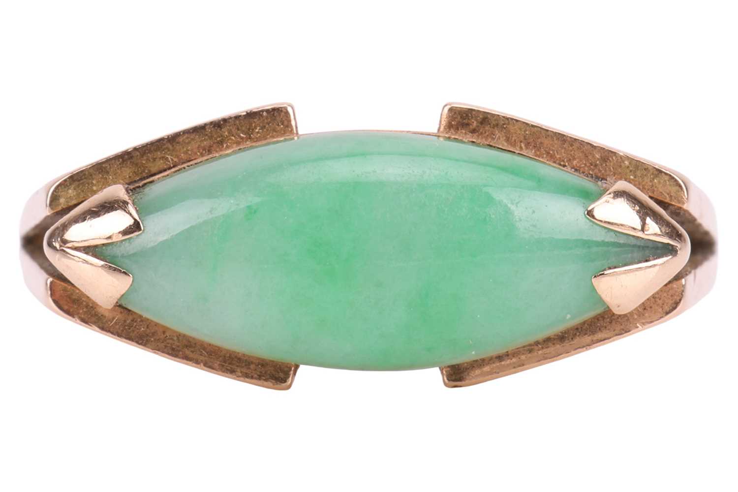 Lot A jadeite dress ring, corner-set with a...