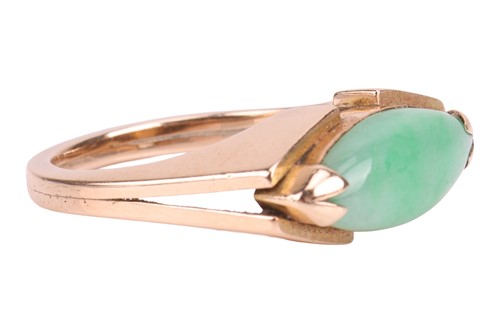 Lot A jadeite dress ring, corner-set with a...