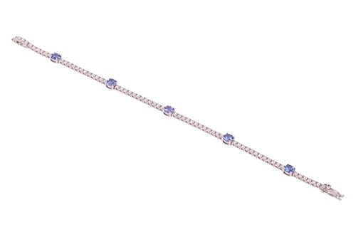 Lot A tanzanite and diamond-set bracelet,...