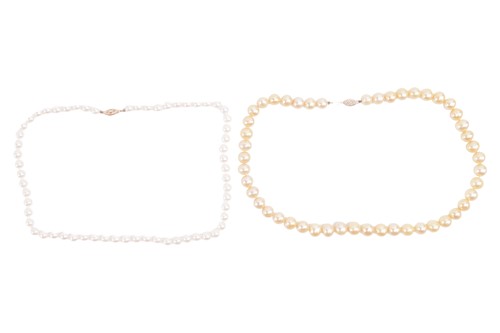 Lot 78 - Two pearl necklaces, to include, a string of...
