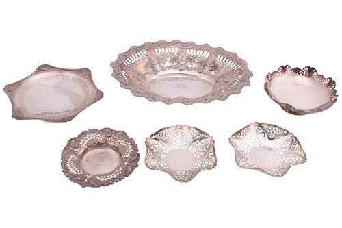 Lot 212 - Six pierced silver dishes; to include a...