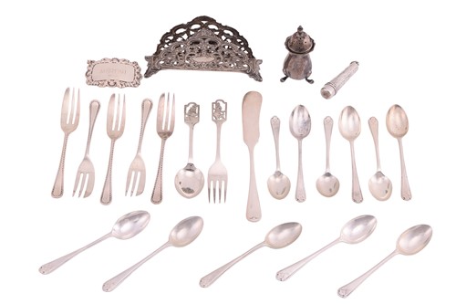 Lot 188 - A silver Christening spoon and fork depicting...