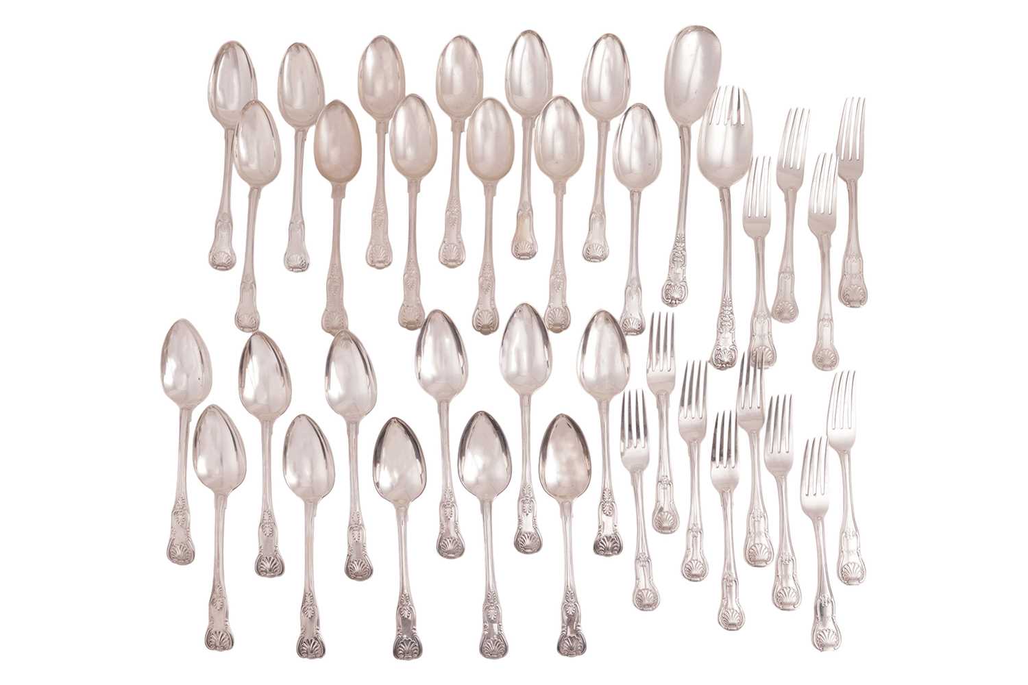 Lot 239 - A matched part canteen of silver flatware, to...
