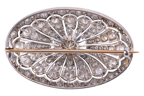 Lot A pearl and diamond-set plaque brooch,...