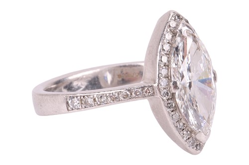 Lot A marquise-cut diamond ring, featuring a...
