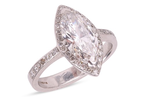 Lot A marquise-cut diamond ring, featuring a...