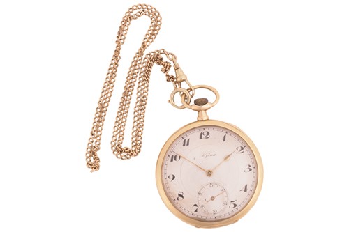 Lot Alpina – Open Face Pocket Watch, stamped ‘750’...