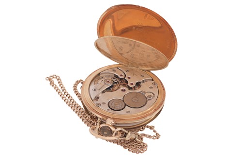 Lot Alpina – Open Face Pocket Watch, stamped ‘750’...