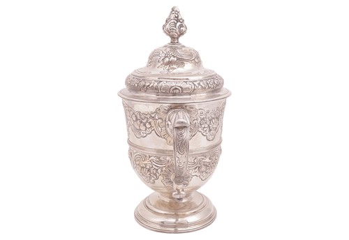 Lot 256 - A George II silver twin-handled trophy cup and...