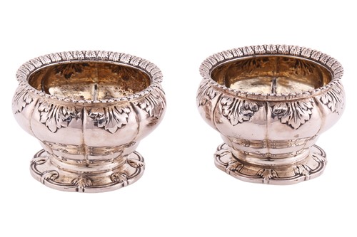 Lot 230 - A pair of George IV silver table salts, London...