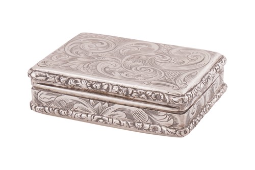 Lot 224 - A George IV silver snuff box, engraved with...