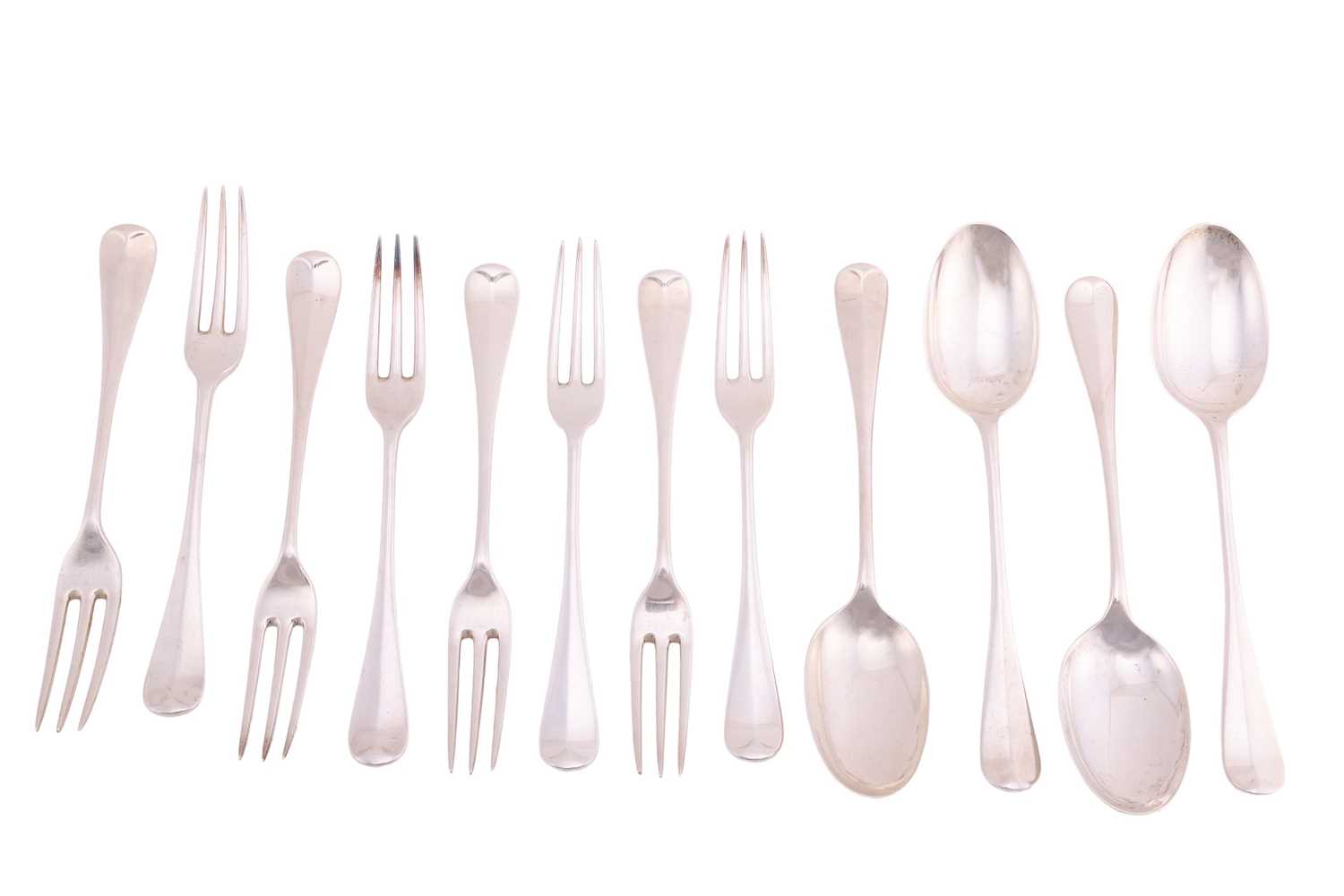 Lot 236 - A set of eight Hanoverian pattern pastry forks...