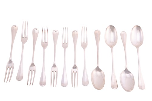 Lot 236 - A set of eight Hanoverian pattern pastry forks...