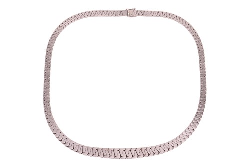 Lot A flat curb-link chain collar necklace,...