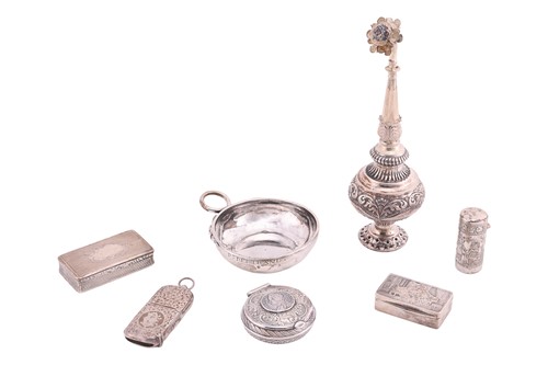 Lot 170 - A small group of white metal items; A silver...