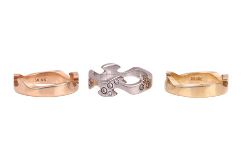 Lot Georg Jensen - A 'Fusion' three-piece ring in...