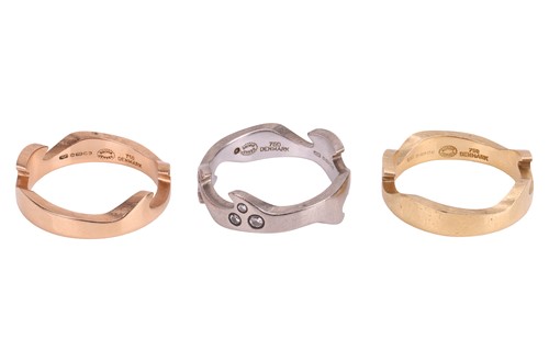Lot Georg Jensen - A 'Fusion' three-piece ring in...