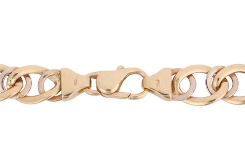 Lot A graduated link necklace, in a hollow curb...