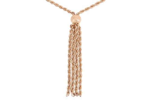 Lot A rope twist necklace, with tassle details to...
