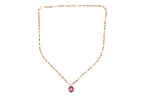 Lot A tourmaline and diamond pendant and chain,...