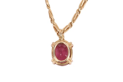 Lot A tourmaline and diamond pendant and chain,...