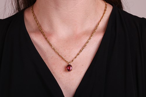 Lot A tourmaline and diamond pendant and chain,...