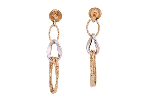 Lot A pair of drop earrings, comprising white and...