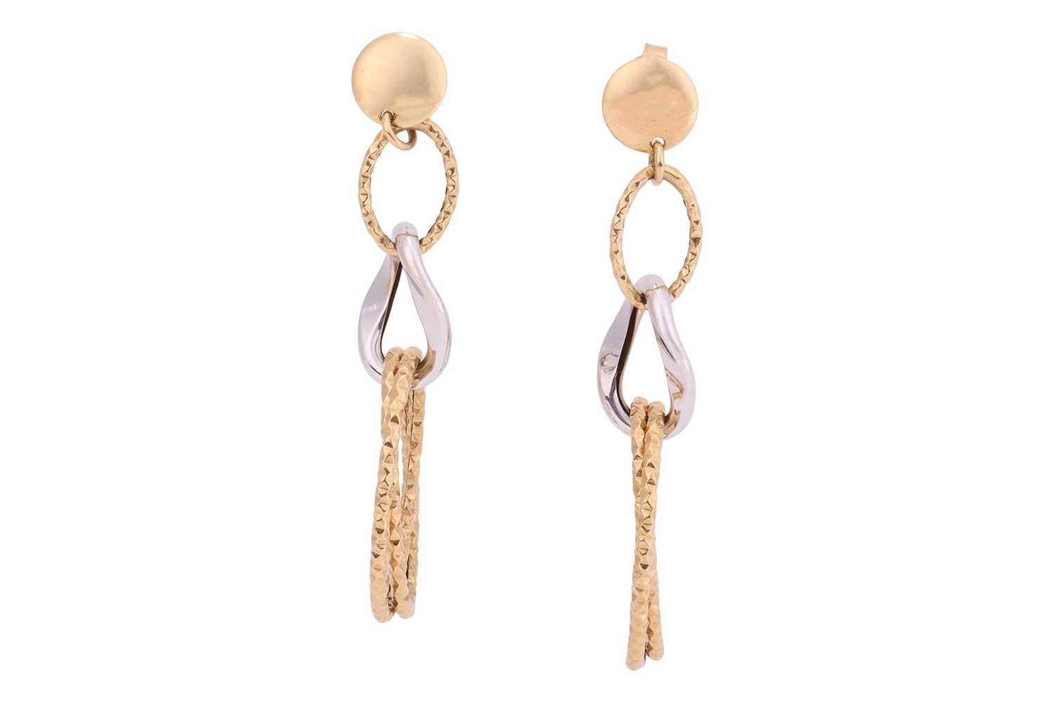Lot A pair of drop earrings, comprising white and...