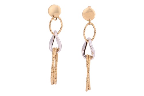 Lot A pair of drop earrings, comprising white and...