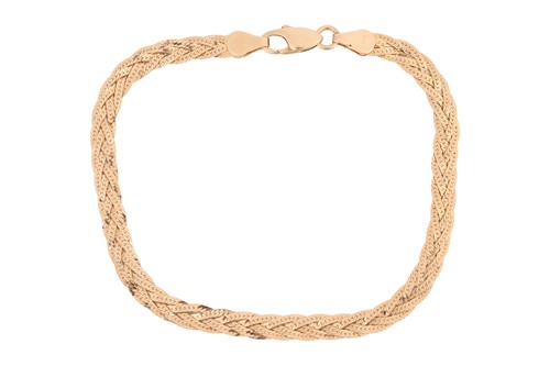 Lot A bracelet of braided design, featuring four...